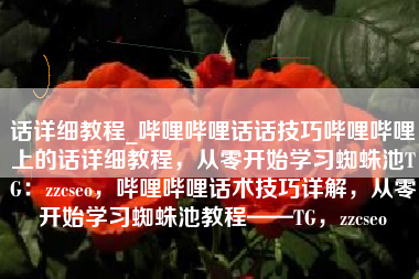 话详细教程_哔哩哔哩话话技巧哔哩哔哩上的话详细教程，从零开始学习蜘蛛池TG：zzcseo，哔哩哔哩话术技巧详解，从零开始学习蜘蛛池教程——TG，zzcseo