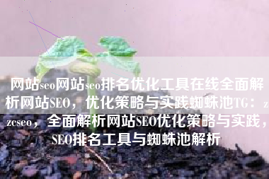 网站seo网站seo排名优化工具在线全面解析网站SEO，优化策略与实践蜘蛛池TG：zzcseo，全面解析网站SEO优化策略与实践，SEO排名工具与蜘蛛池解析