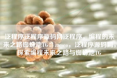 泛程序泛程序源码网泛程序，编程的未来之路蜘蛛池TG：zzcseo，泛程序源码网，探索编程未来之路与蜘蛛池TG