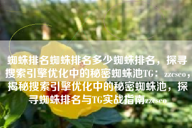 蜘蛛排名蜘蛛排名多少蜘蛛排名，探寻搜索引擎优化中的秘密蜘蛛池TG：zzcseo，揭秘搜索引擎优化中的秘密蜘蛛池，探寻蜘蛛排名与TG实战指南zzcseo