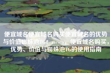 便宜域名便宜域名购买便宜域名的优势与价值蜘蛛池TG：zzcseo，便宜域名购买，优势、价值与蜘蛛池TG的使用指南