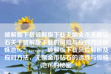 破解版下载破解版下载无限金币无限钻石关于破解版下载的风险与应对方法蜘蛛池TG：zzcseo，破解版下载风险解析及应对方法，无限金币钻石的诱惑与蜘蛛池TG的秘密