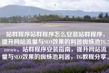 站群程序站群程序怎么安装站群程序，提升网站流量与SEO效果的利器蜘蛛池TG：zzcseo，站群程序安装指南，提升网站流量与SEO效果的蜘蛛池利器，TG教程分享。