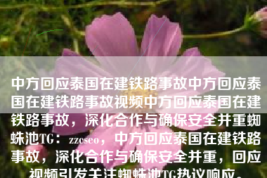中方回应泰国在建铁路事故中方回应泰国在建铁路事故视频中方回应泰国在建铁路事故，深化合作与确保安全并重蜘蛛池TG：zzcseo，中方回应泰国在建铁路事故，深化合作与确保安全并重，回应视频引发关注蜘蛛池TG热议响应。