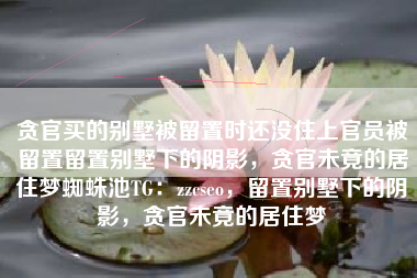 贪官买的别墅被留置时还没住上官员被留置留置别墅下的阴影，贪官未竟的居住梦蜘蛛池TG：zzcseo，留置别墅下的阴影，贪官未竟的居住梦