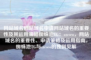 网站域名网站域名申请网站域名的重要性及其运用策略蜘蛛池TG：zzcseo，网站域名的重要性、申请策略及运用指南，蜘蛛池TG与zzcseo的独到见解