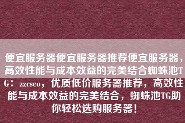 便宜服务器便宜服务器推荐便宜服务器，高效性能与成本效益的完美结合蜘蛛池TG：zzcseo，优质低价服务器推荐，高效性能与成本效益的完美结合，蜘蛛池TG助你轻松选购服务器！