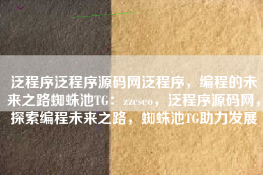 泛程序泛程序源码网泛程序，编程的未来之路蜘蛛池TG：zzcseo，泛程序源码网，探索编程未来之路，蜘蛛池TG助力发展