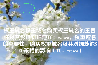 权重域名权重域名购买权重域名的重要性及其影响蜘蛛池TG：zzcseo，权重域名的重要性，购买权重域名及其对蜘蛛池SEO策略的影响（TG，zzcseo）