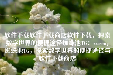 软件下载软件下载商店软件下载，探索数字世界的便捷途径蜘蛛池TG：zzcseo，蜘蛛池TG，探索数字世界的便捷途径与软件下载商店