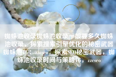 蜘蛛池收录蜘蛛池收录一般要多久蜘蛛池收录，探索搜索引擎优化的秘密武器蜘蛛池TG：zzcseo，探索SEO秘密武器，蜘蛛池收录时间与策略TG，zzcseo