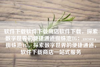 软件下载软件下载商店软件下载，探索数字世界的便捷通道蜘蛛池TG：zzcseo，蜘蛛池TG，探索数字世界的便捷通道，软件下载商店一站式服务