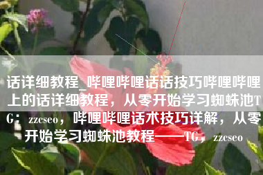 话详细教程_哔哩哔哩话话技巧哔哩哔哩上的话详细教程，从零开始学习蜘蛛池TG：zzcseo，哔哩哔哩话术技巧详解，从零开始学习蜘蛛池教程——TG，zzcseo