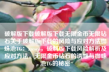 破解版下载破解版下载无限金币无限钻石关于破解版下载的风险与应对方法蜘蛛池TG：zzcseo，破解版下载风险解析及应对方法，无限金币钻石的诱惑与蜘蛛池TG的秘密