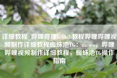 详细教程_哔哩哔哩bilibili教程哔哩哔哩视频制作详细教程蜘蛛池TG：zzcseo，哔哩哔哩视频制作详细教程，蜘蛛池TG操作指南