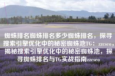 蜘蛛排名蜘蛛排名多少蜘蛛排名，探寻搜索引擎优化中的秘密蜘蛛池TG：zzcseo，揭秘搜索引擎优化中的秘密蜘蛛池，探寻蜘蛛排名与TG实战指南zzcseo