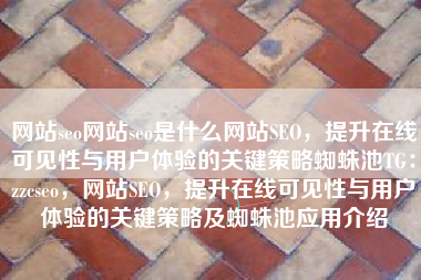 网站seo网站seo是什么网站SEO，提升在线可见性与用户体验的关键策略蜘蛛池TG：zzcseo，网站SEO，提升在线可见性与用户体验的关键策略及蜘蛛池应用介绍