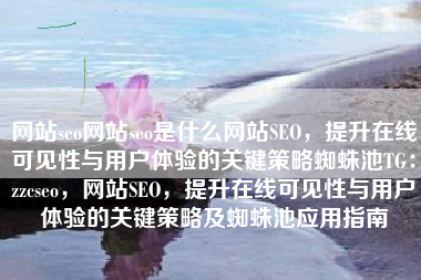 网站seo网站seo是什么网站SEO，提升在线可见性与用户体验的关键策略蜘蛛池TG：zzcseo，网站SEO，提升在线可见性与用户体验的关键策略及蜘蛛池应用指南