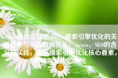 seoseo是什么意思SEO，搜索引擎优化的关键要素与实践蜘蛛池TG：zzcseo，SEO的含义与实践，掌握搜索引擎优化核心要素，揭秘蜘蛛池的秘密