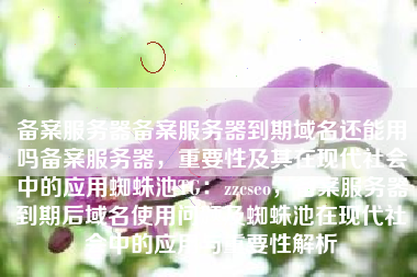 备案服务器备案服务器到期域名还能用吗备案服务器，重要性及其在现代社会中的应用蜘蛛池TG：zzcseo，备案服务器到期后域名使用问题及蜘蛛池在现代社会中的应用与重要性解析