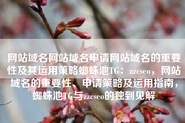 网站域名网站域名申请网站域名的重要性及其运用策略蜘蛛池TG：zzcseo，网站域名的重要性、申请策略及运用指南，蜘蛛池TG与zzcseo的独到见解