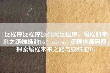 泛程序泛程序源码网泛程序，编程的未来之路蜘蛛池TG：zzcseo，泛程序源码网，探索编程未来之路与蜘蛛池TG