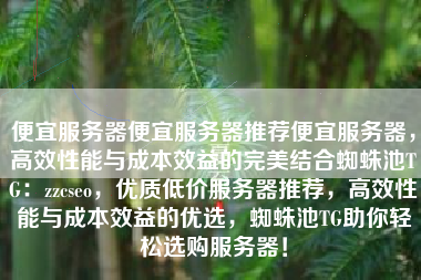便宜服务器便宜服务器推荐便宜服务器，高效性能与成本效益的完美结合蜘蛛池TG：zzcseo，优质低价服务器推荐，高效性能与成本效益的优选，蜘蛛池TG助你轻松选购服务器！