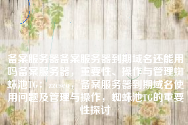 备案服务器备案服务器到期域名还能用吗备案服务器，重要性、操作与管理蜘蛛池TG：zzcseo，备案服务器到期域名使用问题及管理与操作，蜘蛛池TG的重要性探讨