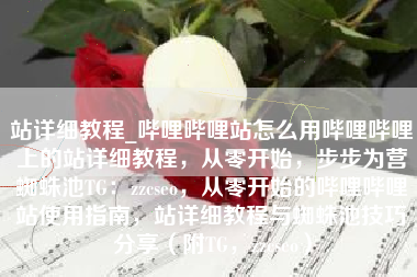 站详细教程_哔哩哔哩站怎么用哔哩哔哩上的站详细教程，从零开始，步步为营蜘蛛池TG：zzcseo，从零开始的哔哩哔哩站使用指南，站详细教程与蜘蛛池技巧分享（附TG，zzcseo）