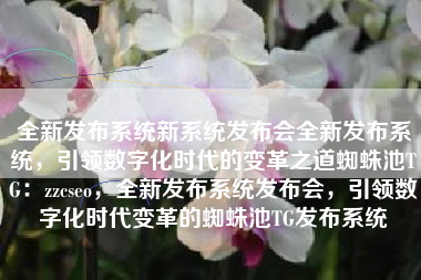 全新发布系统新系统发布会全新发布系统，引领数字化时代的变革之道蜘蛛池TG：zzcseo，全新发布系统发布会，引领数字化时代变革的蜘蛛池TG发布系统