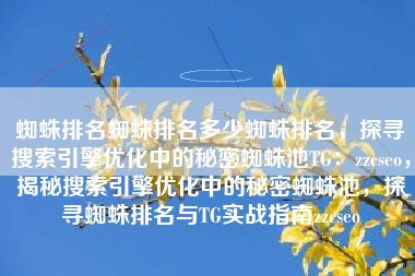 蜘蛛排名蜘蛛排名多少蜘蛛排名，探寻搜索引擎优化中的秘密蜘蛛池TG：zzcseo，揭秘搜索引擎优化中的秘密蜘蛛池，探寻蜘蛛排名与TG实战指南zzcseo