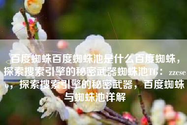 百度蜘蛛百度蜘蛛池是什么百度蜘蛛，探索搜索引擎的秘密武器蜘蛛池TG：zzcseo，探索搜索引擎的秘密武器，百度蜘蛛与蜘蛛池详解