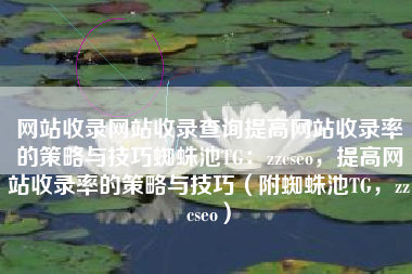 网站收录网站收录查询提高网站收录率的策略与技巧蜘蛛池TG：zzcseo，提高网站收录率的策略与技巧（附蜘蛛池TG，zzcseo）