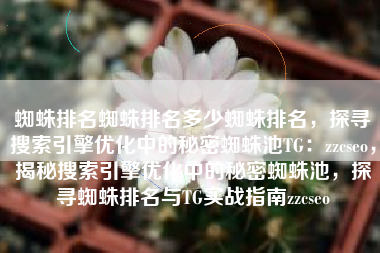 蜘蛛排名蜘蛛排名多少蜘蛛排名，探寻搜索引擎优化中的秘密蜘蛛池TG：zzcseo，揭秘搜索引擎优化中的秘密蜘蛛池，探寻蜘蛛排名与TG实战指南zzcseo