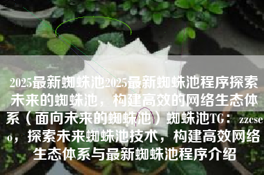 2025最新蜘蛛池2025最新蜘蛛池程序探索未来的蜘蛛池，构建高效的网络生态体系（面向未来的蜘蛛池）蜘蛛池TG：zzcseo，探索未来蜘蛛池技术，构建高效网络生态体系与最新蜘蛛池程序介绍