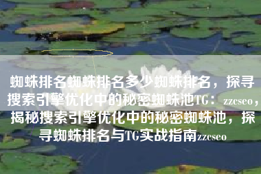 蜘蛛排名蜘蛛排名多少蜘蛛排名，探寻搜索引擎优化中的秘密蜘蛛池TG：zzcseo，揭秘搜索引擎优化中的秘密蜘蛛池，探寻蜘蛛排名与TG实战指南zzcseo