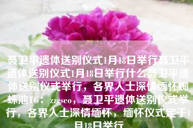 聂卫平遗体送别仪式1月18日举行聂卫平遗体送别仪式1月18日举行什么聂卫平遗体送别仪式举行，各界人士深情缅怀蜘蛛池TG：zzcseo，聂卫平遗体送别仪式举行，各界人士深情缅怀，缅怀仪式定于1月18日举行