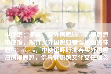 中使馆：摒弃“买外国媳妇”错误思想中使馆，摒弃买外国媳妇错误思想蜘蛛池TG：zzcseo，中使馆呼吁摒弃买外国媳妇错误思想，倡导健康跨文化交往理念
