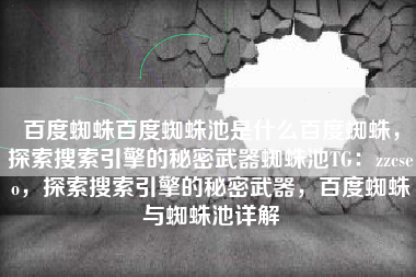 百度蜘蛛百度蜘蛛池是什么百度蜘蛛，探索搜索引擎的秘密武器蜘蛛池TG：zzcseo，探索搜索引擎的秘密武器，百度蜘蛛与蜘蛛池详解