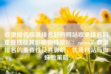 收录排名收录排名好的网站收录排名的重要性及其影响蜘蛛池TG：zzcseo，收录排名的重要性及其影响，优质网站与蜘蛛池策略