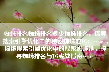 蜘蛛排名蜘蛛排名多少蜘蛛排名，探寻搜索引擎优化中的秘密蜘蛛池TG：zzcseo，揭秘搜索引擎优化中的秘密蜘蛛池，探寻蜘蛛排名与TG实战指南zzcseo