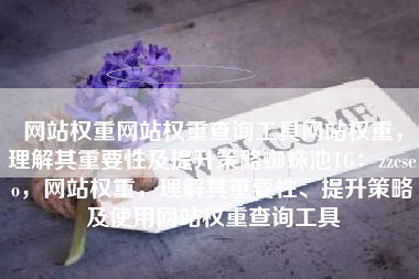 网站权重网站权重查询工具网站权重，理解其重要性及提升策略蜘蛛池TG：zzcseo，网站权重，理解其重要性、提升策略及使用网站权重查询工具