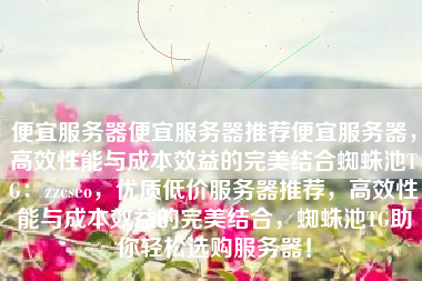 便宜服务器便宜服务器推荐便宜服务器，高效性能与成本效益的完美结合蜘蛛池TG：zzcseo，优质低价服务器推荐，高效性能与成本效益的完美结合，蜘蛛池TG助你轻松选购服务器！