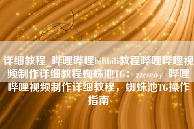 详细教程_哔哩哔哩bilibili教程哔哩哔哩视频制作详细教程蜘蛛池TG：zzcseo，哔哩哔哩视频制作详细教程，蜘蛛池TG操作指南