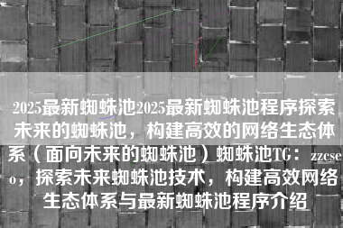 2025最新蜘蛛池2025最新蜘蛛池程序探索未来的蜘蛛池，构建高效的网络生态体系（面向未来的蜘蛛池）蜘蛛池TG：zzcseo，探索未来蜘蛛池技术，构建高效网络生态体系与最新蜘蛛池程序介绍