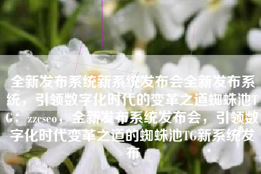 全新发布系统新系统发布会全新发布系统，引领数字化时代的变革之道蜘蛛池TG：zzcseo，全新发布系统发布会，引领数字化时代变革之道的蜘蛛池TG新系统发布