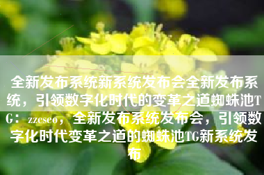 全新发布系统新系统发布会全新发布系统，引领数字化时代的变革之道蜘蛛池TG：zzcseo，全新发布系统发布会，引领数字化时代变革之道的蜘蛛池TG新系统发布