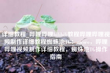 详细教程_哔哩哔哩bilibili教程哔哩哔哩视频制作详细教程蜘蛛池TG：zzcseo，哔哩哔哩视频制作详细教程，蜘蛛池TG操作指南