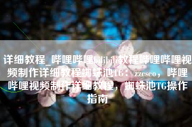 详细教程_哔哩哔哩bilibili教程哔哩哔哩视频制作详细教程蜘蛛池TG：zzcseo，哔哩哔哩视频制作详细教程，蜘蛛池TG操作指南