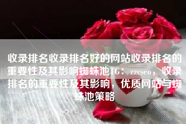 收录排名收录排名好的网站收录排名的重要性及其影响蜘蛛池TG：zzcseo，收录排名的重要性及其影响，优质网站与蜘蛛池策略